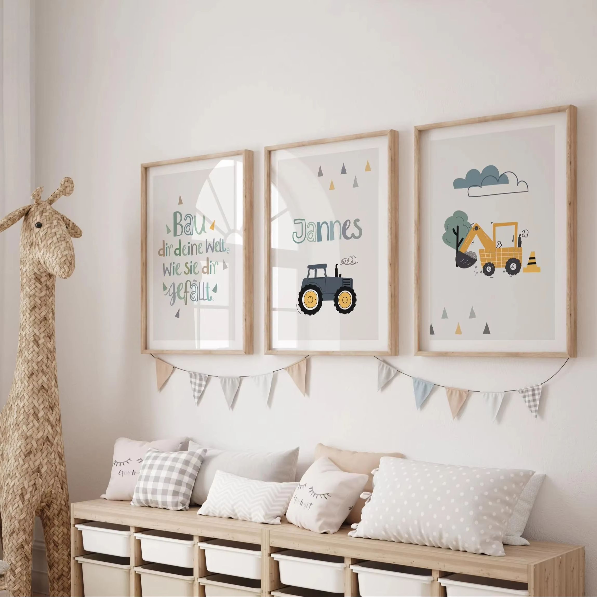 3pcs/set Cartoon Excavator Tra - đánh giá và giá Home Decor Theme