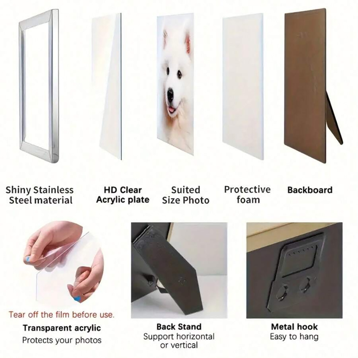 Stainless Steel Photo Frame, V - đánh giá và giá Bamboo Photo Frame